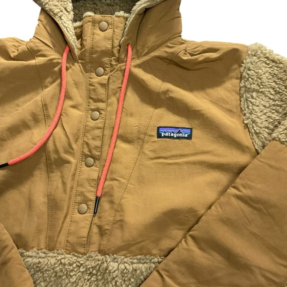 Patagonia Women’s Tan Shelled Retro-X Sherpa Fleece Hooded Pullover Jacket L - Picture 4 of 9